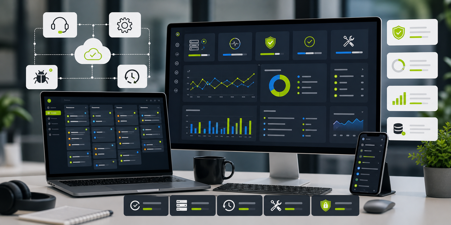 Software maintenance support monitoring dashboard