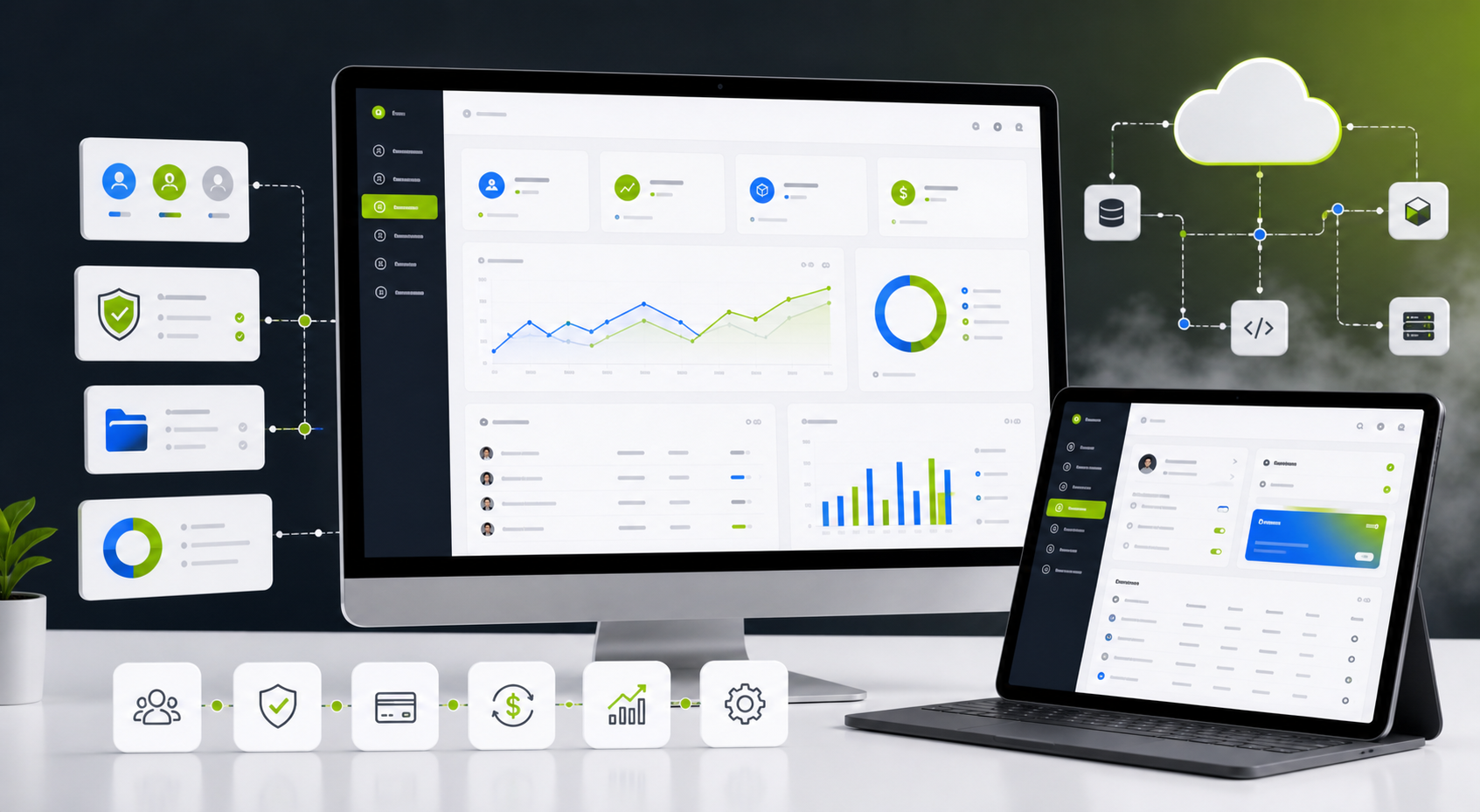 SaaS product dashboard with subscription analytics and product metrics